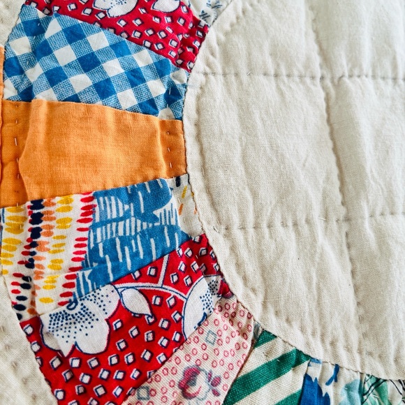 Vintage Handmade WEDDING RING PATTERN Artisan Patchwork Quilt- STUNNING - Picture 9 of 13